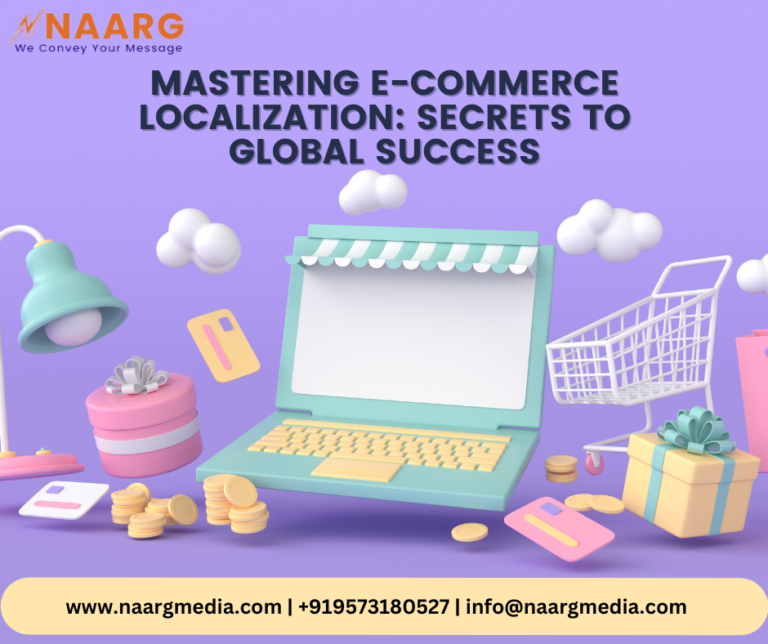 An image illustrating the keys to e-commerce localization success, including language translation, cultural customization, global market reach.